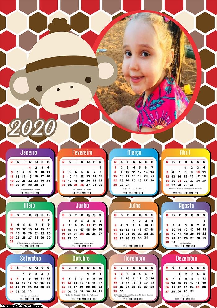 Calendário Macaquinho Infantil 2020