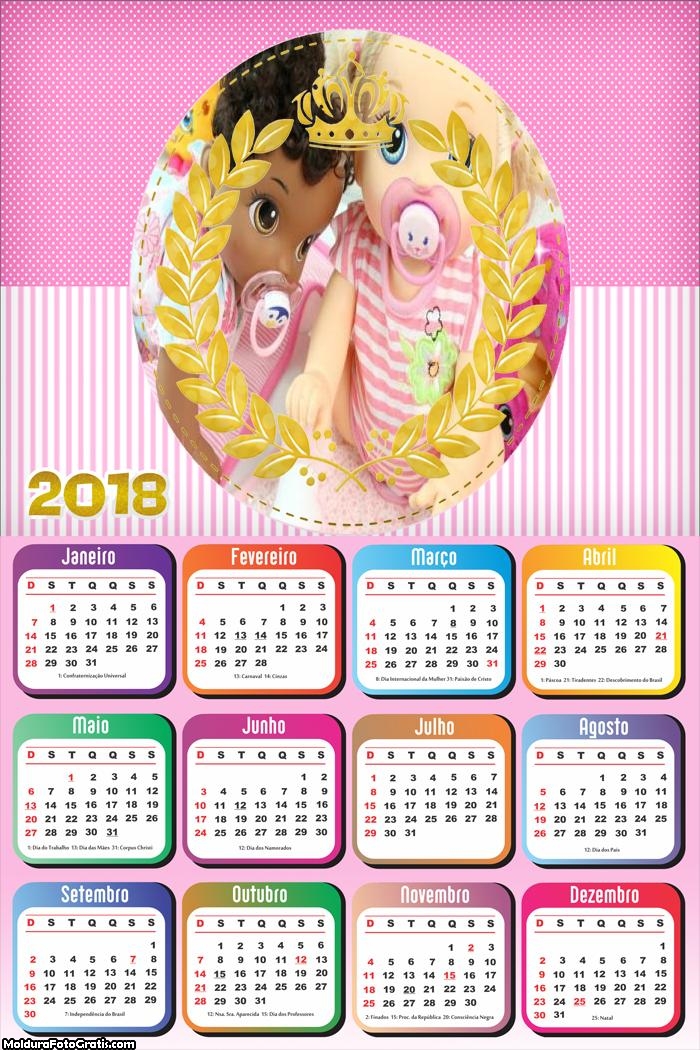 Calendário Tema Realiza Feminino 2018