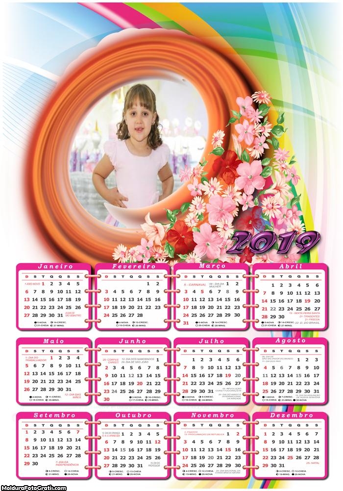 Calendário Flores 2019 Moldura