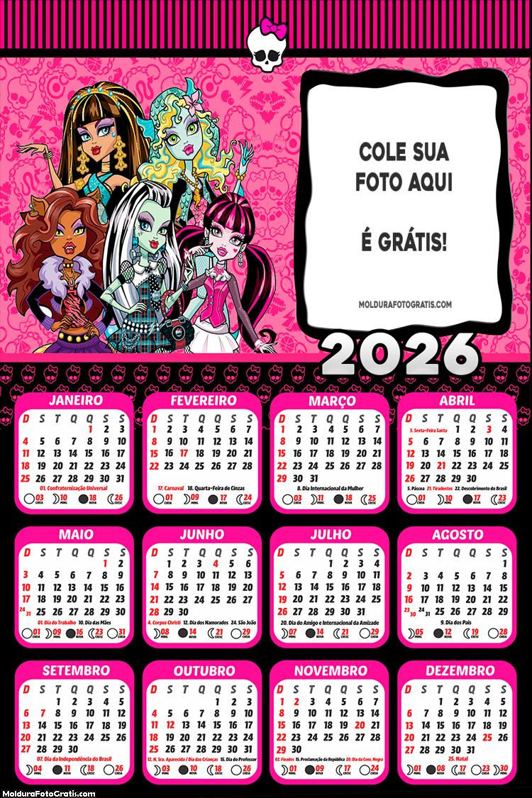 Calendário Monster High 2026