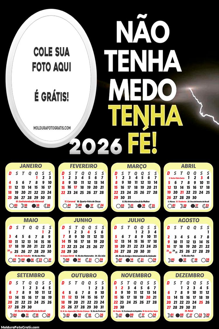 Calendário Tenha Fé 2026