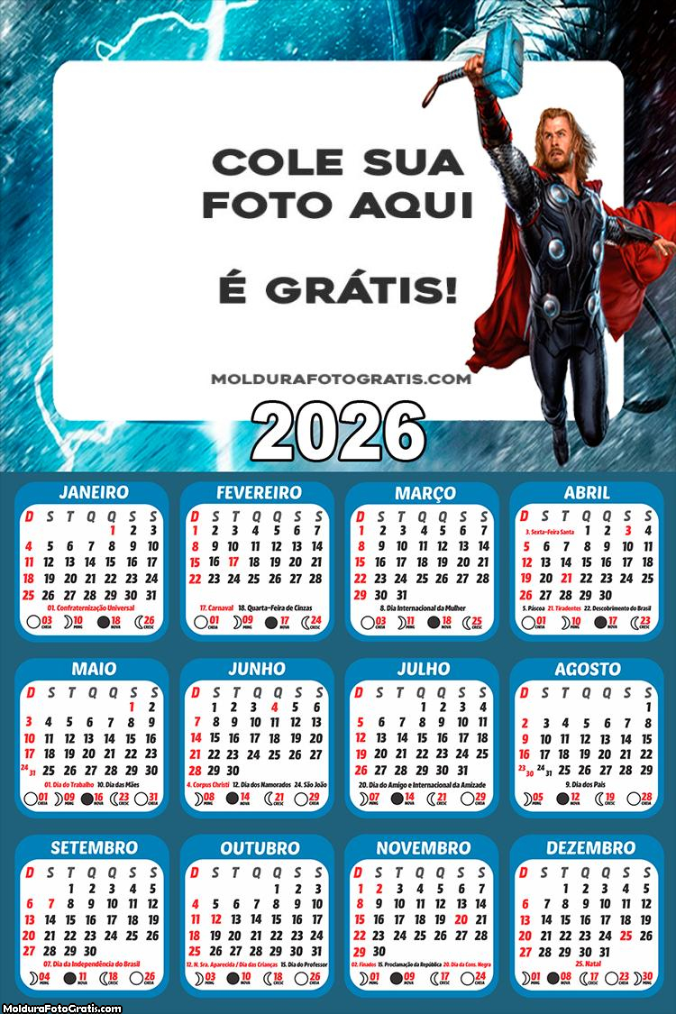Calendário do Thor 2026