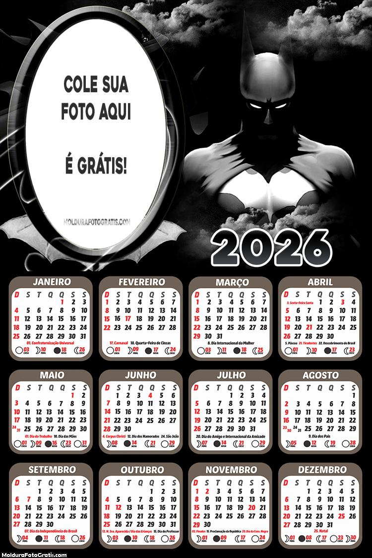 Calendário Batman O Cavaleiro das Trevas 2026