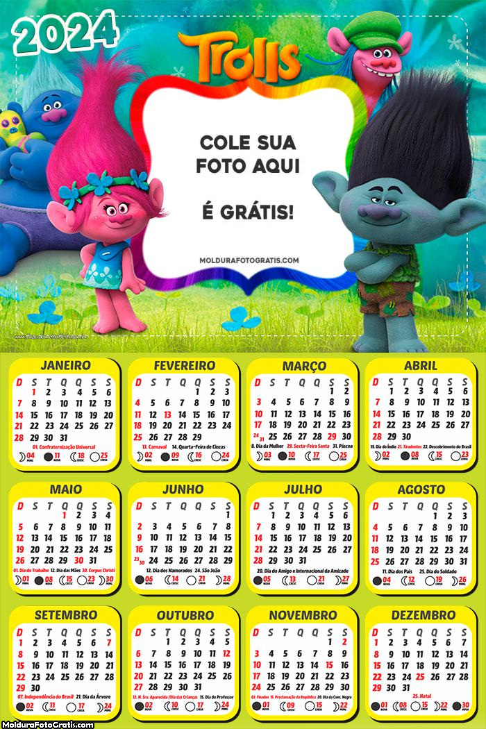 Calendário Trolls Personagens 2024