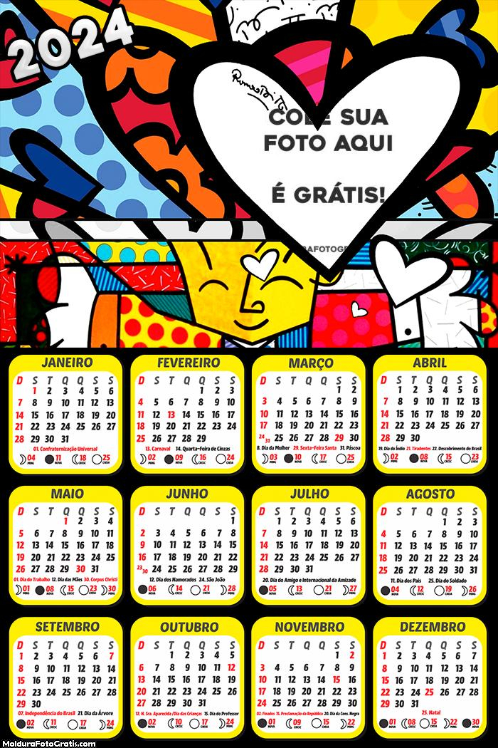 Calendário Romero Britto Coração 2024