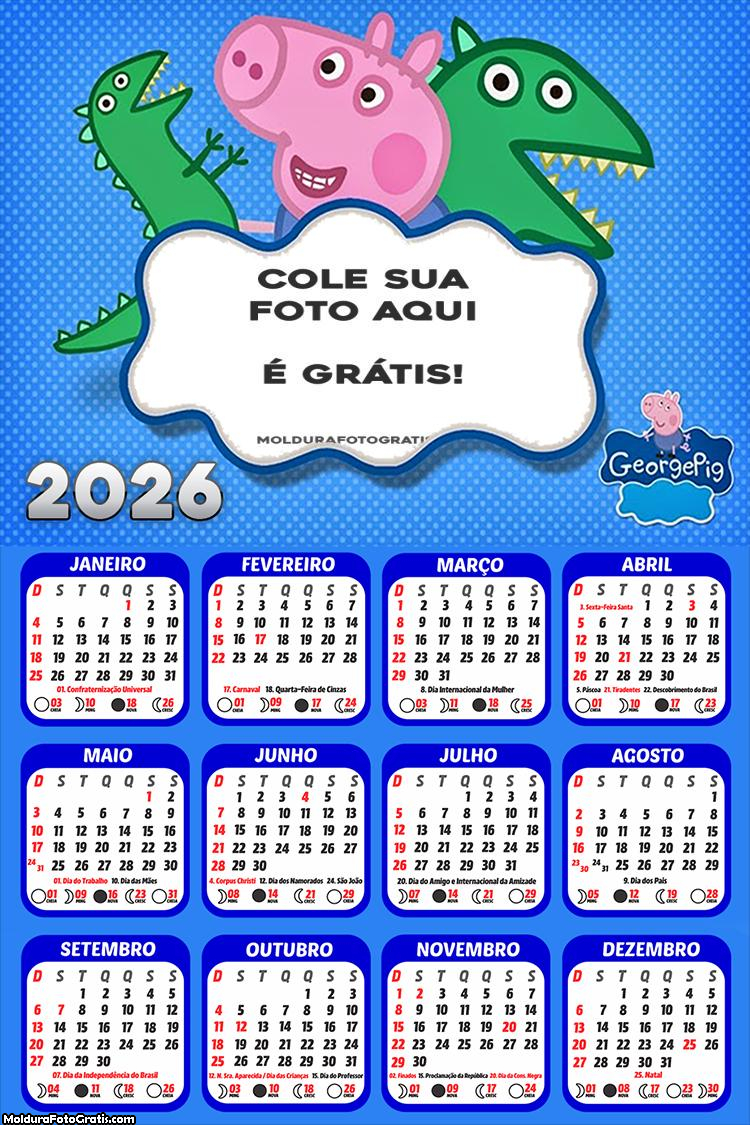 Calendário George Dinossauro 2026