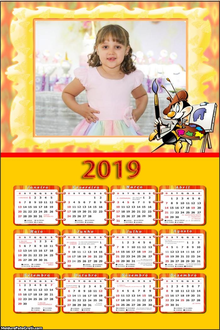 Calendário Pintor Desenho 2019 Moldura