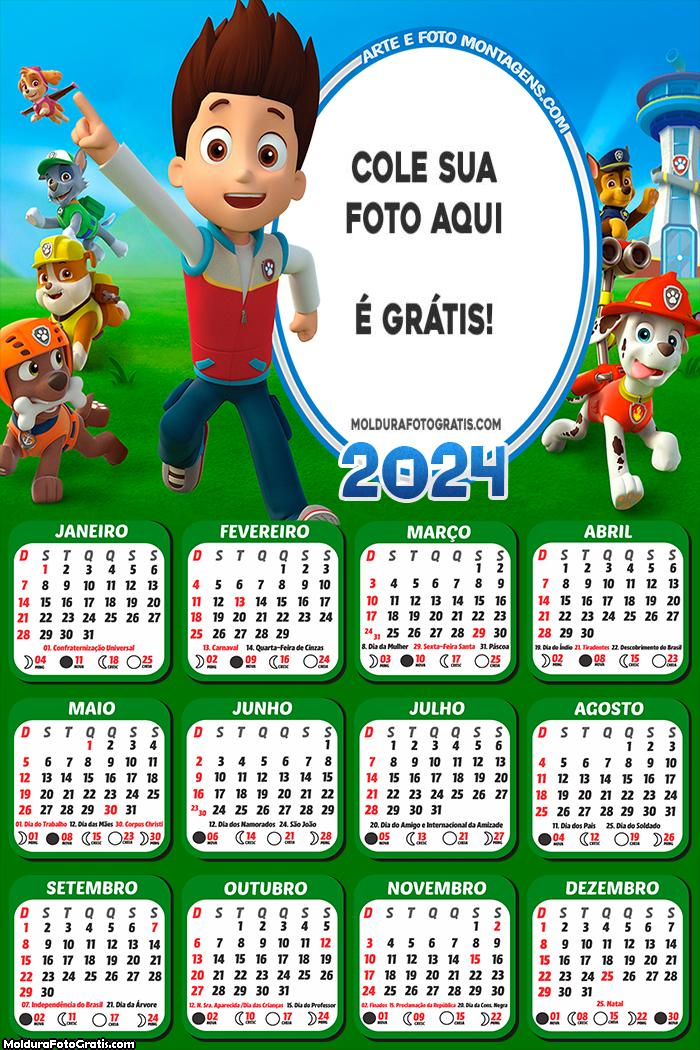 Calendário Patrulha Canina 2024