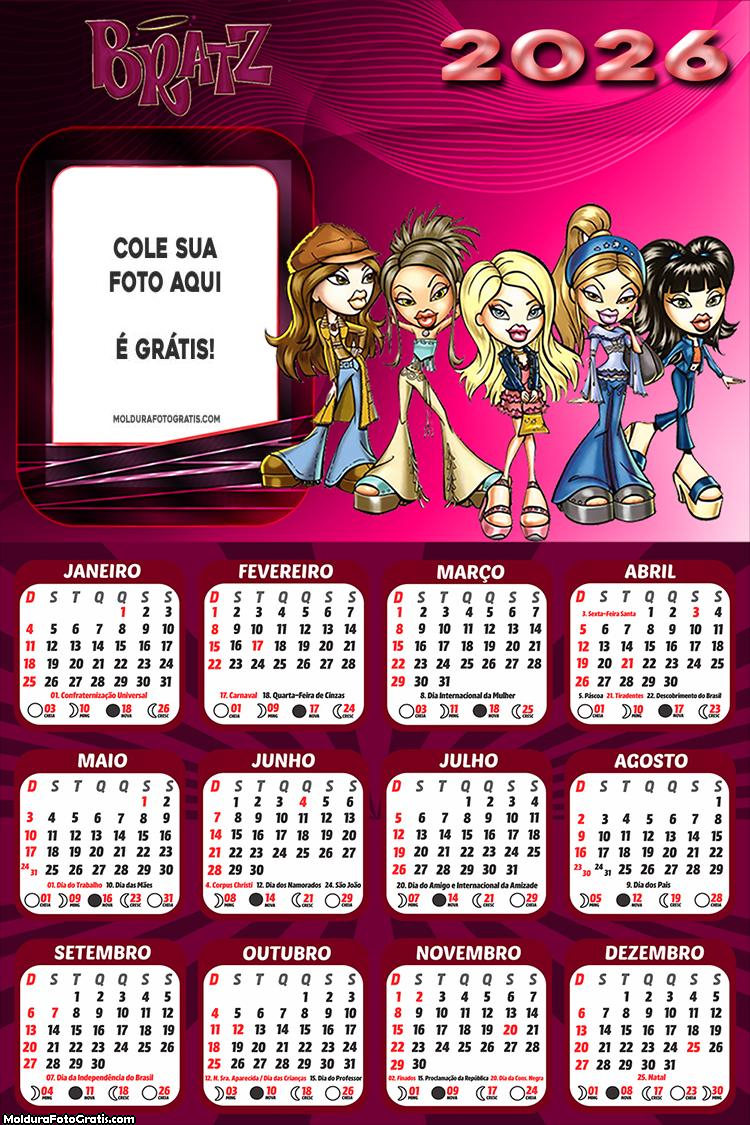 Calendário Bratz 2026
