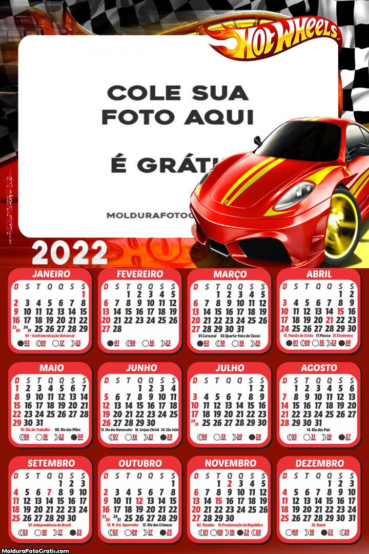 Calendário Hot Wheels Carro Vermelho 2023