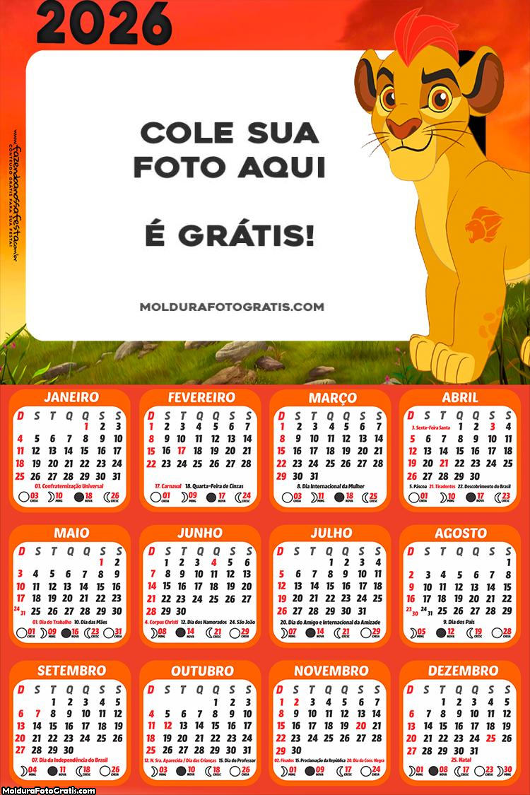 Calendário A Guarda do Leão 2026