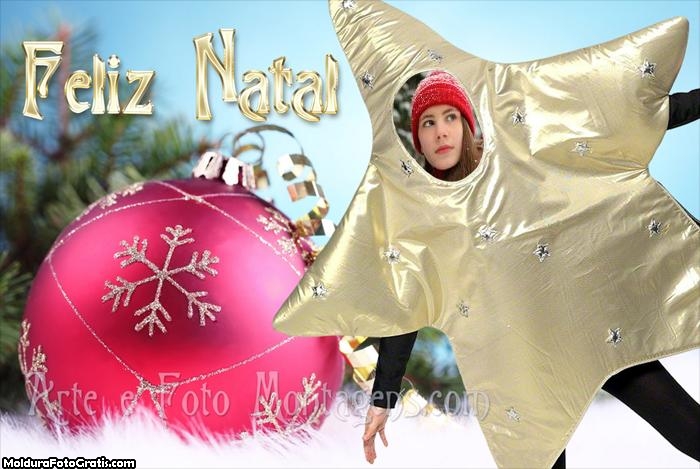 Feliz Natal Face in Hole Moldura