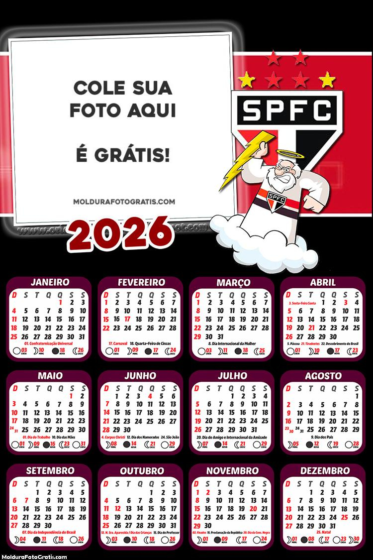 Calendário São Paulo Mascote 2026