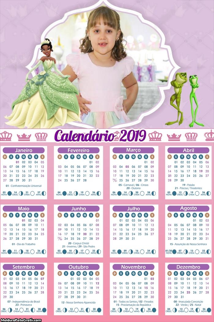 Calendário Princesa Tiana 2019