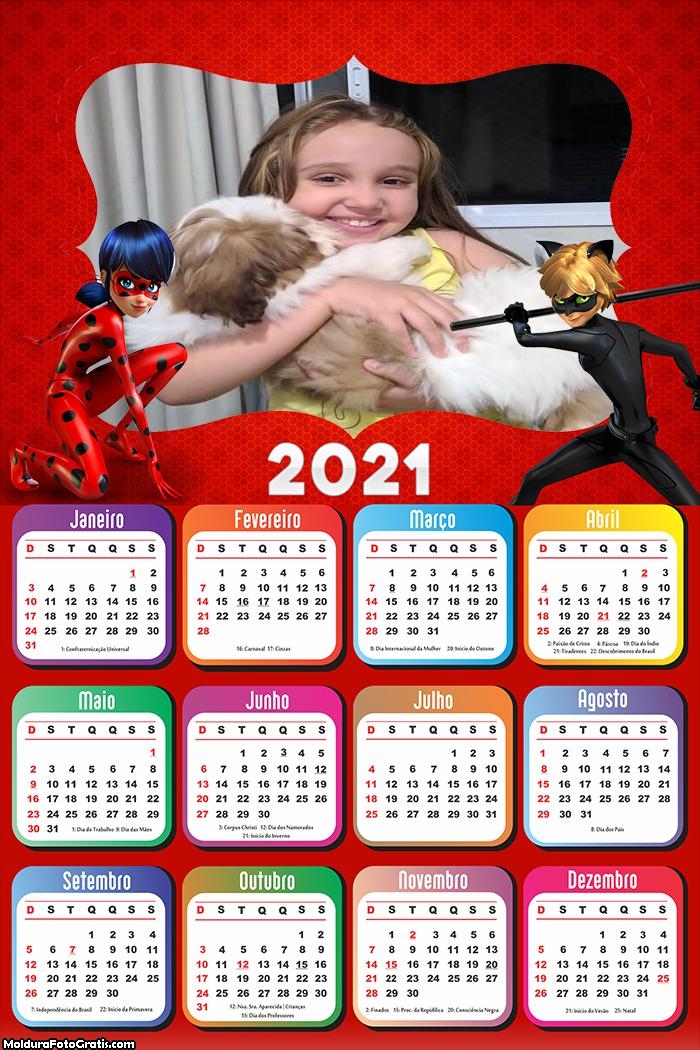 Calendário Catnoir e Ladybug 2021