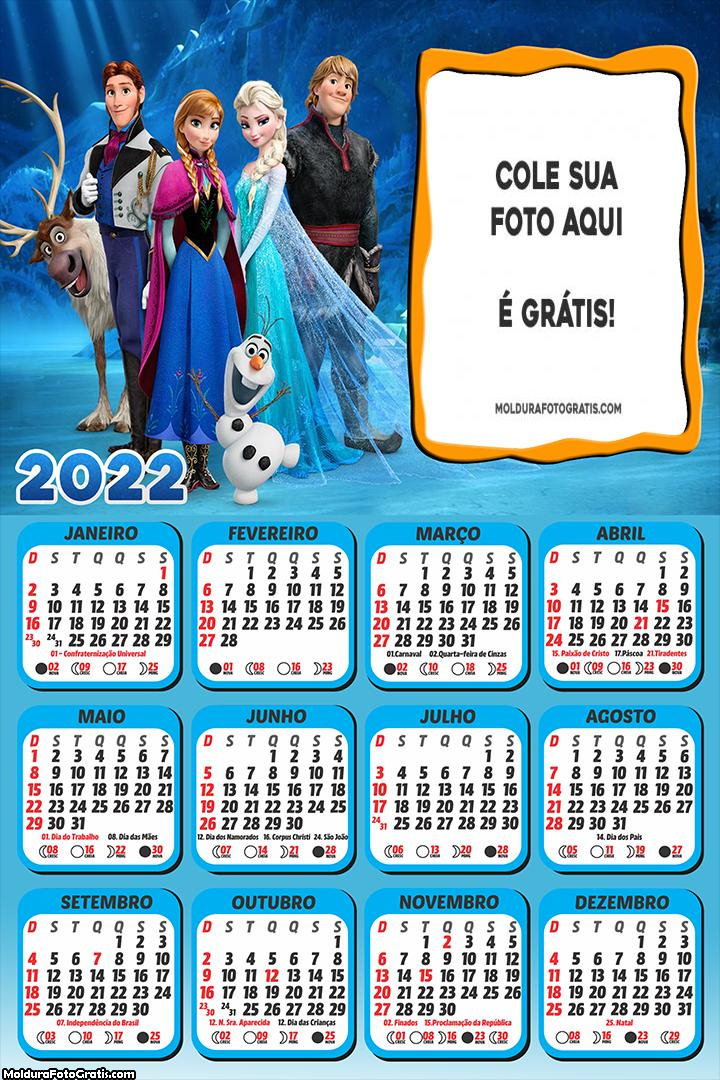 Calendário Personagens Frozen 2022