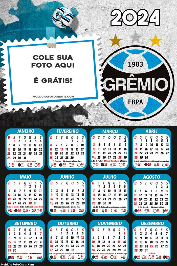 Calendário Time de Futebol Grêmio 2024