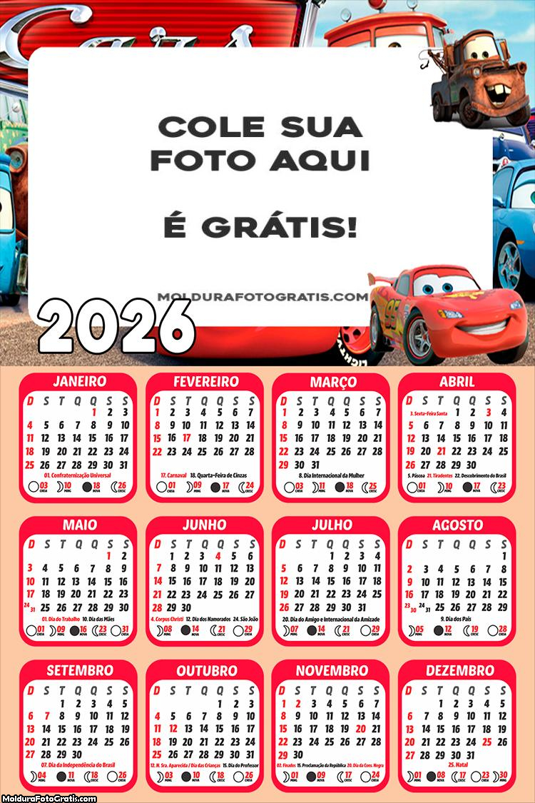Calendário Carros 2026