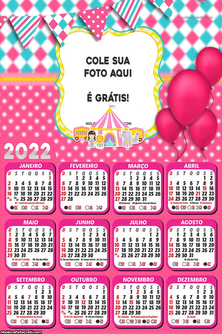 Calendário Circo Cor de Rosa 2022