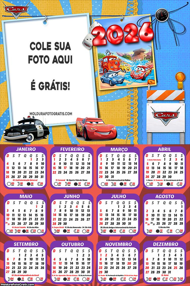 Calendário Carros Desenho 2026