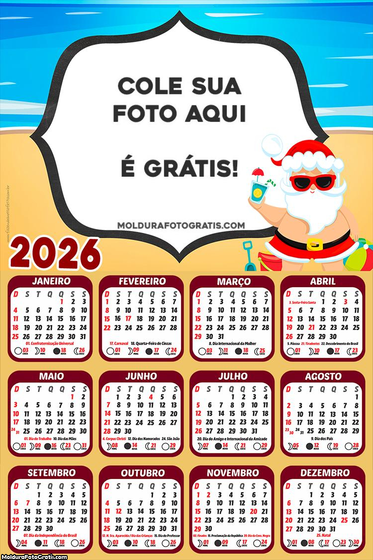 Calendário Papai Noel na Praia 2026