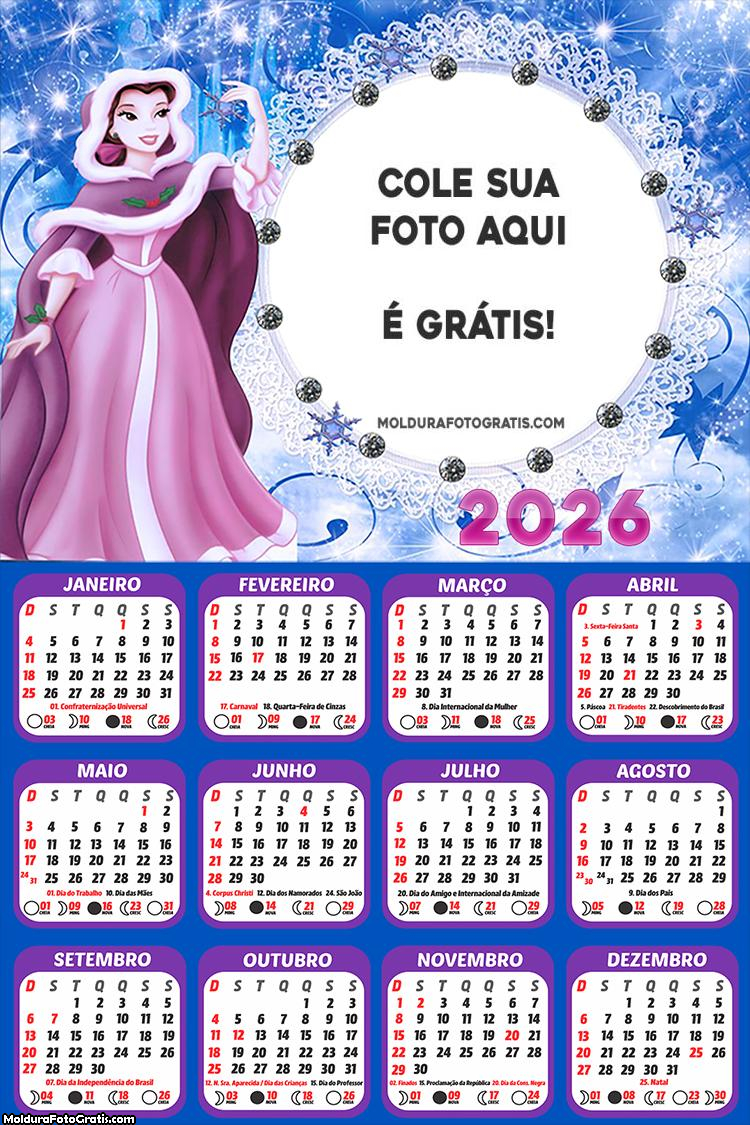Calendário Princesa Disney 2026