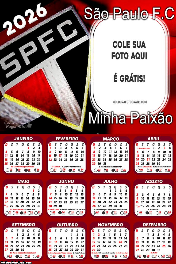 Calendário São Paulo Minha Paixão 2026