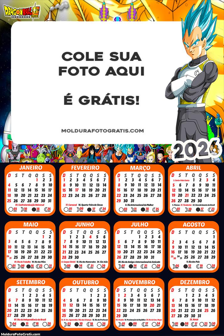 Calendário Vegeta Dragon Ball 2026