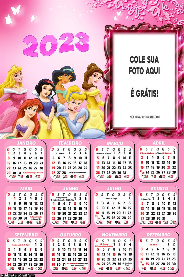 Calendário Princesas da Disney 2023