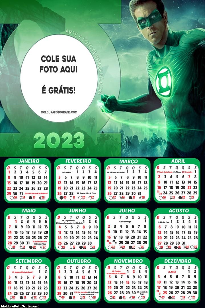 Calendário Desenho Lanterna Verde 2023