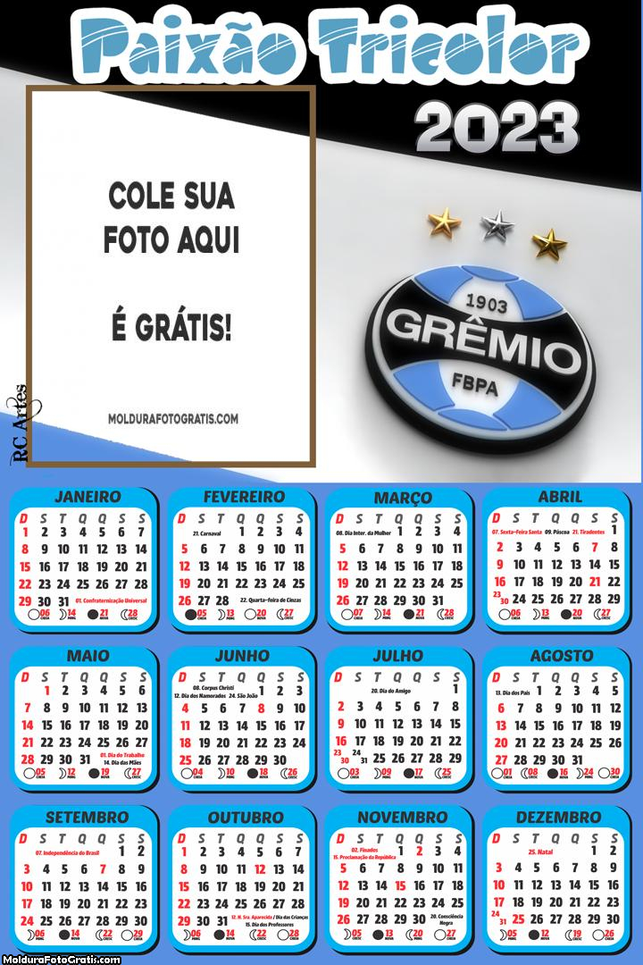 Calendário Grêmio Paixão Tricolor 2023