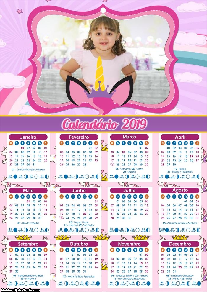 Calendário do Unicórnio 2019