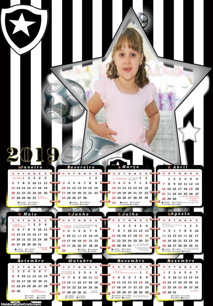 Calendário Botafogo 2019 Moldura