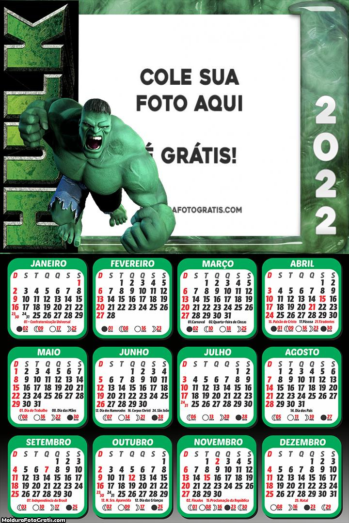 Calendário Hulk 2022