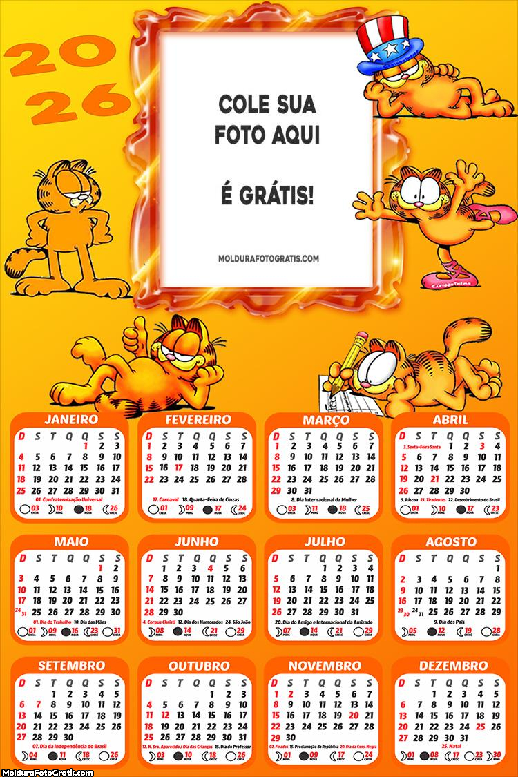 Calendário Garfield 2026
