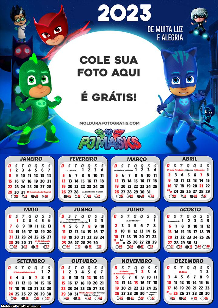 Calendário PJ Masks Desenho 2023