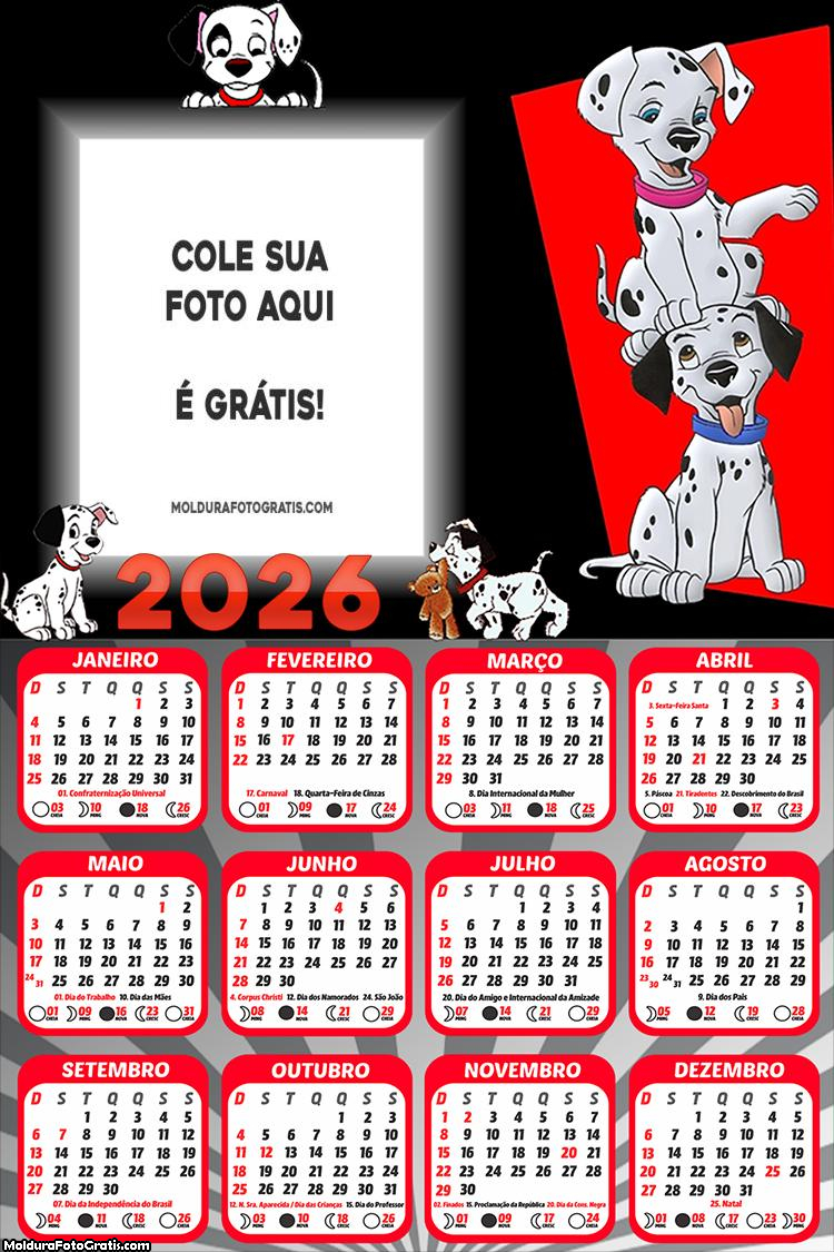 Calendário 101 Dálmatas 2026