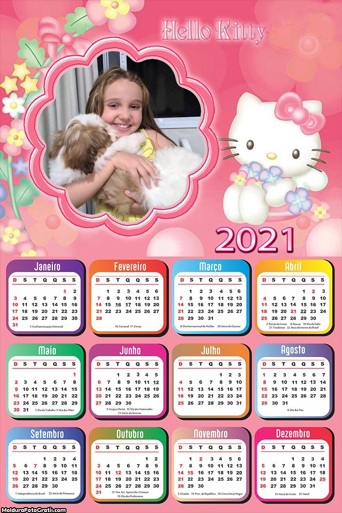 Calendário Personagem Hello Kitty 2021