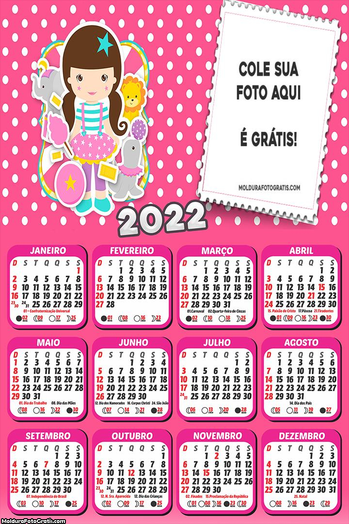 Calendário Circo Rosa de Meninas 2022