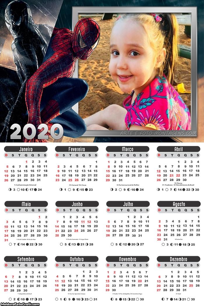 Calendário Homem Aranha 2020