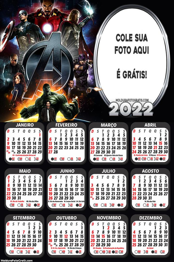 Calendário Vingadores 2022