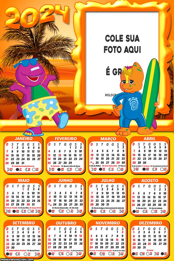 Calendário Barney Desenho 2024