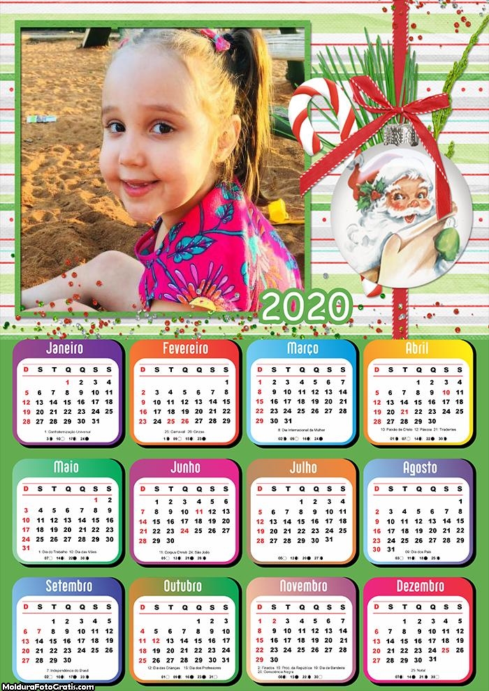 Calendário Rosto do Papai Noel 2020