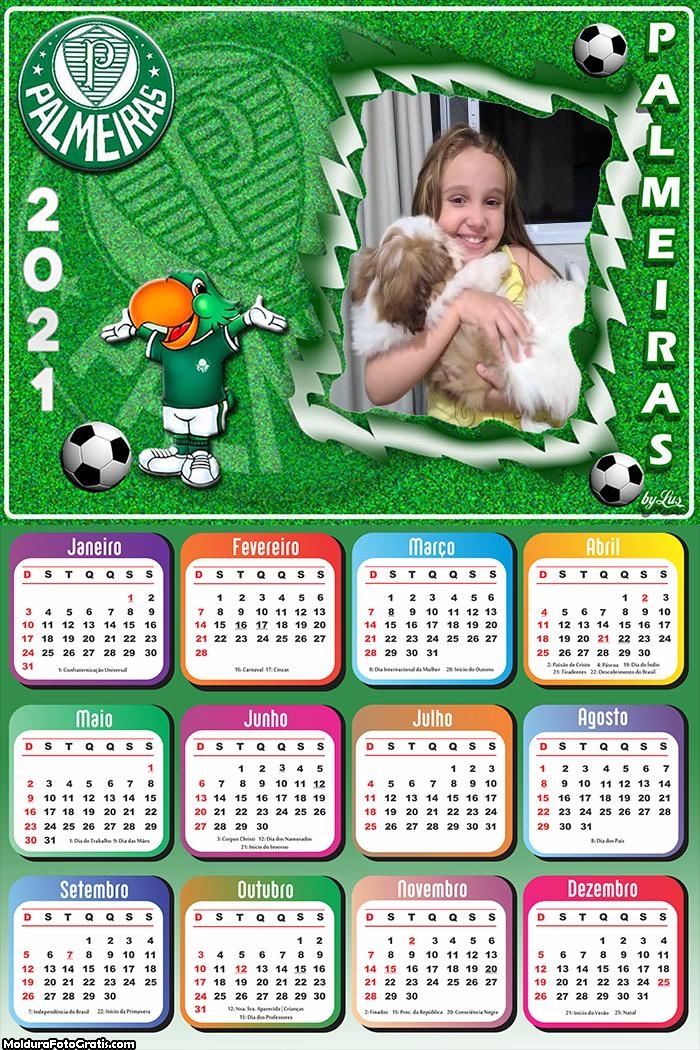 Calendário Palmeiras Mascote 2021