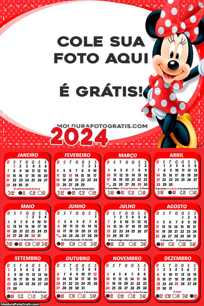 Calendário Minnie Vestido Vermelha 2024