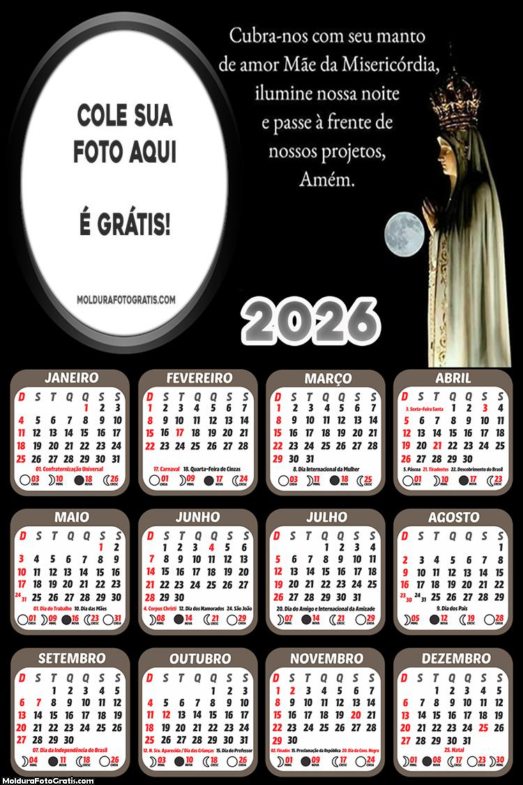Calendário Amor Mãe da Misericórdia 2026