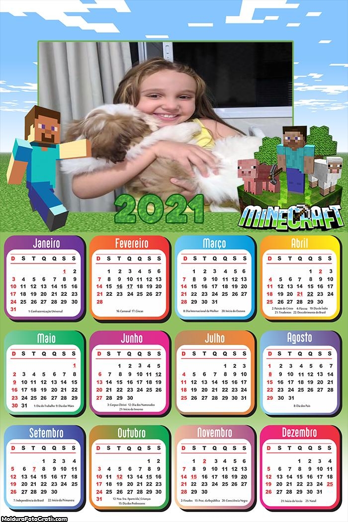 Calendário Minecraft 2021