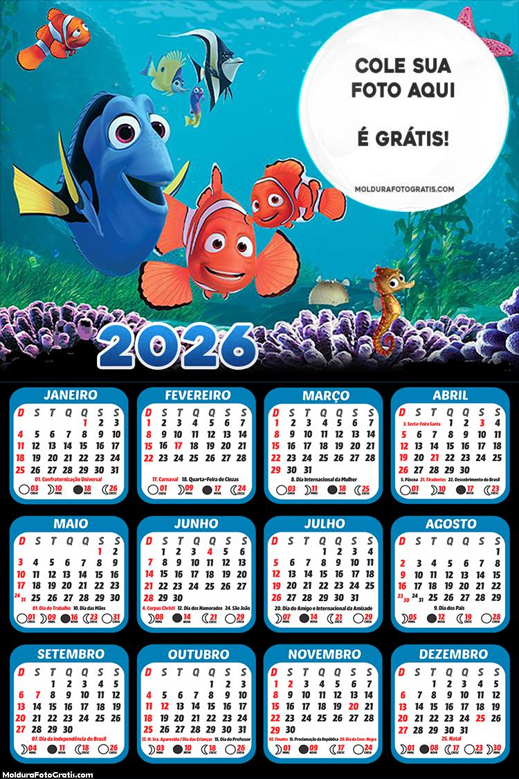 Calendário Procurando Dory 2026