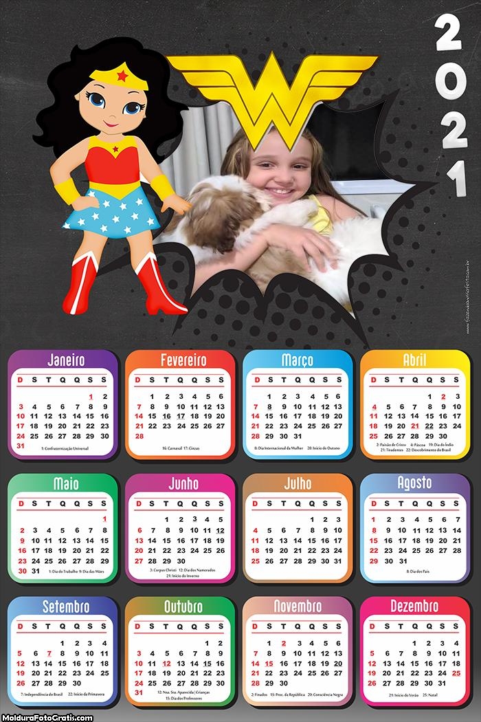 Calendário Cute Mulher Maravilha 2021