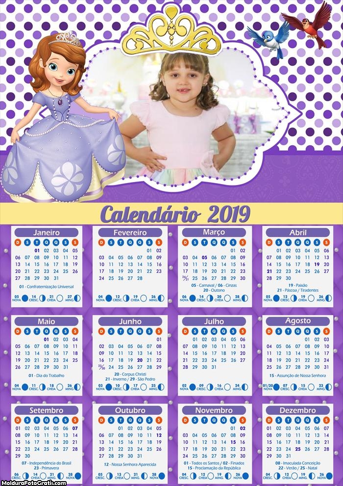 Calendário da Princesa Sofia 2019